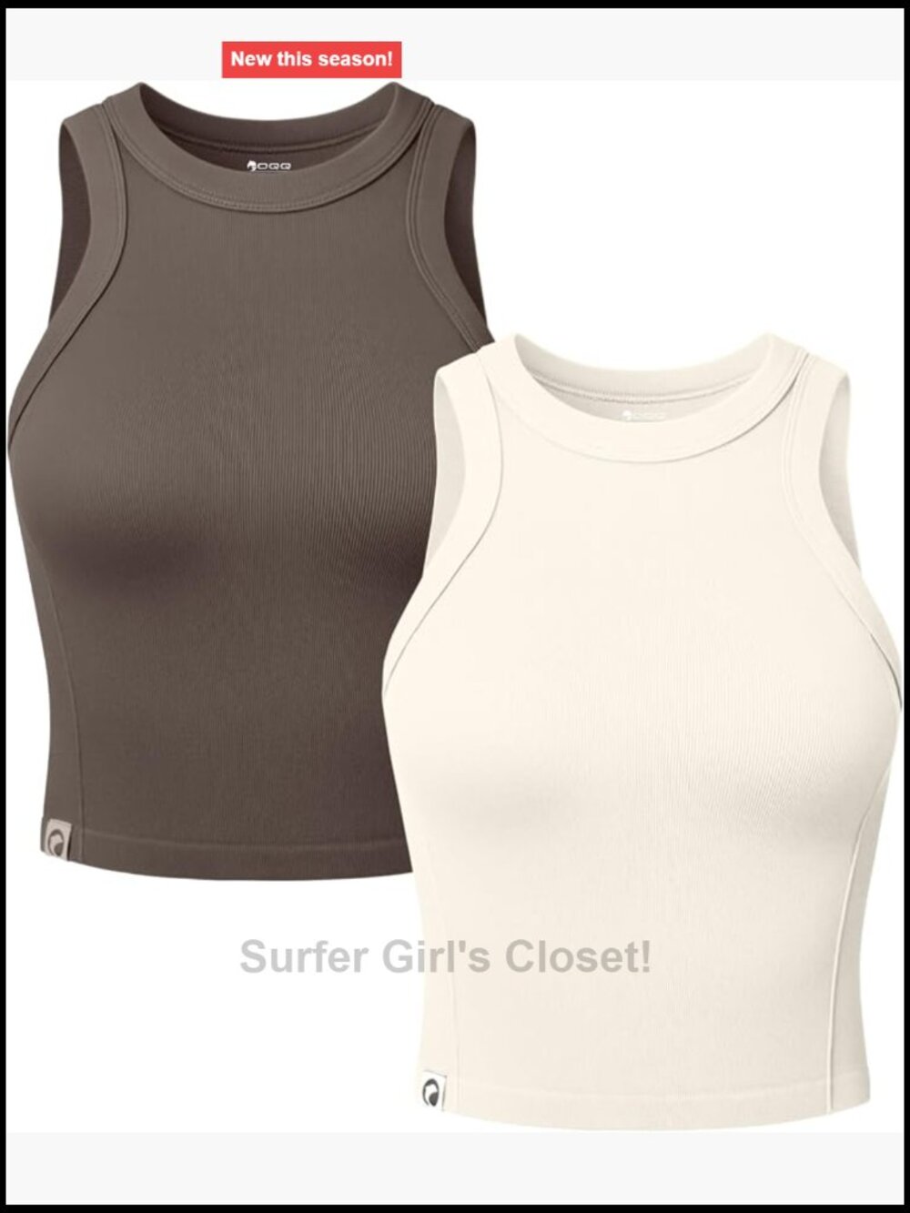2 Pack Crop Tank Tops Crew Neck Sleeveless Ribbed Stretch Workout Athleisure